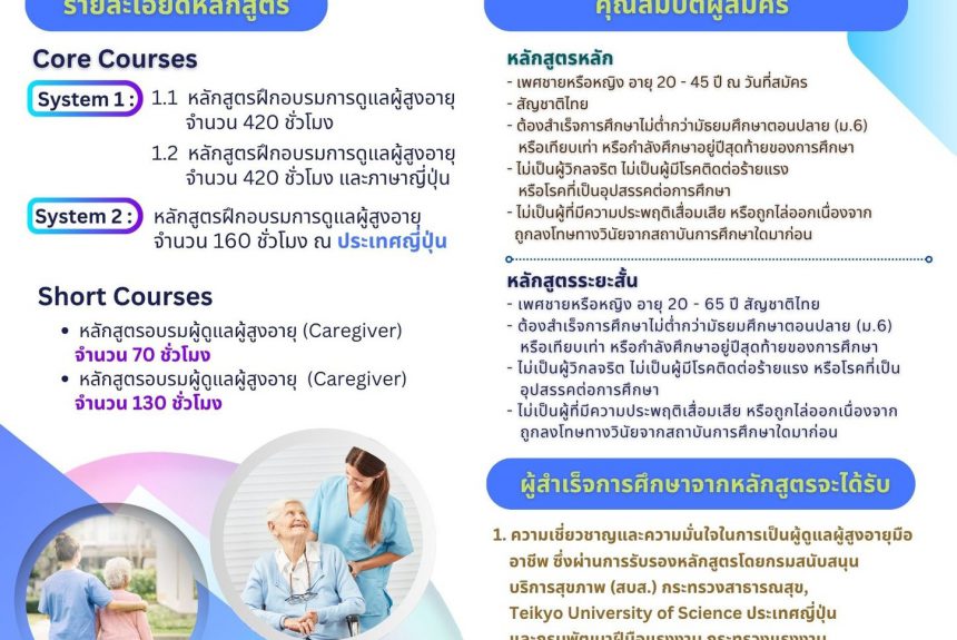 โครงการเตรียมพร้อมเปิดหลักสูตรการฝึกอบรมการดูแลผู้สูงอายุแบบ 2 ระบบ (ไทย-ญี่ปุ่น)